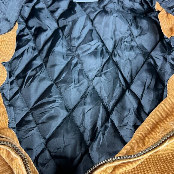 Carhartt Duck Canvas Quilted Jacket Youth Small 7-8 Tan Full Zip Hooded Bomber - Picture 9 of 16